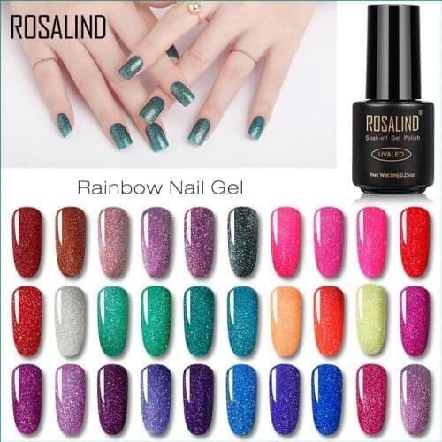ROSALIND Gel Nail Polish UV Gel Lak Paint Vernis Semi Permanent Nail Polish Primer Rainbow Series Hybrid Nail Art Manicure