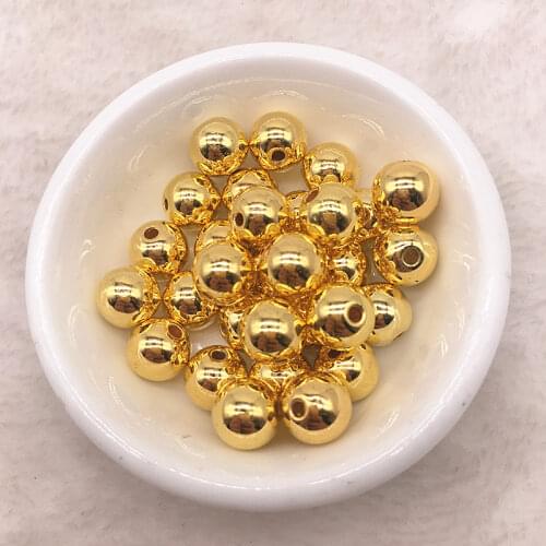 Hot 6/8/10/12mm gold/silver/red Acrylic Round Beads Loose Spacer Beads DIY Necklace Bracelet For Handicrafts Jewelry Making