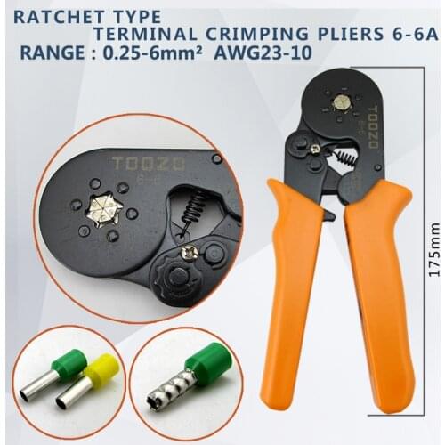 HSC8 6-6 0.25-6mm 23-10AWG,10S 0.25-10mm 23-7AWG terminal crimping Plier crimp Plier tool tube terminals crimper tool
