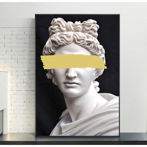 Vaporwave Sculpture Of Apollo Canvas Art Posters Graffiti Art Canvas Paintings On the Wall Art Cover Face Art Of Apollo Pictures
