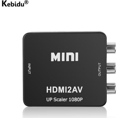 Kebidu HDMI-compatible to RCA Converter AV/CVSB L/R Video Box HD 1080P 60Hz HDMI2AV Support NTSC PAL Output RCA AV Adapter