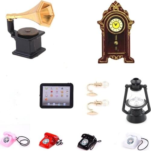 Creative Gift Dollhouse Miniature Modern Laptop Computer Lamp Clock Furniture For Children Toy Furniture For Dolls Accessories