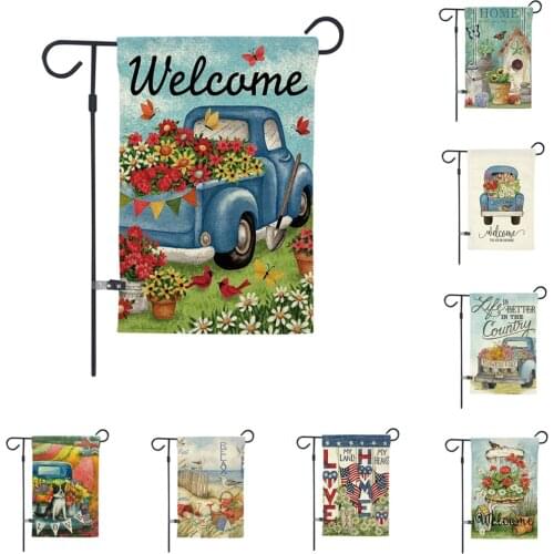 Linen Cloth Garden Flags Double Sided Decorative Garden Flag Summer Waterproof Yard Flags Outdoor Home Decoration Accessories