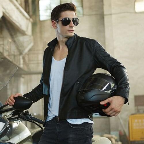 MRMT 2021 Brand Spring Autumn Mens Jackets Thin Collar Pure Color PU Leather for Male Youth Locomotive Leather Jacket Clothing