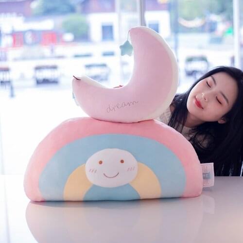 Cartoon INS Style Rainbow Moon Cloud Flower Star Plush Toys Stuffed Soft Pillow Sofa Cushion for Props Baby Room Decor Gifts