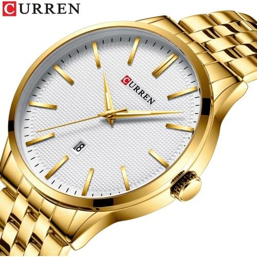 CURREN brand high-end business style mens watch, high-end fashion texture steel watch, mens waterproof quartz watch