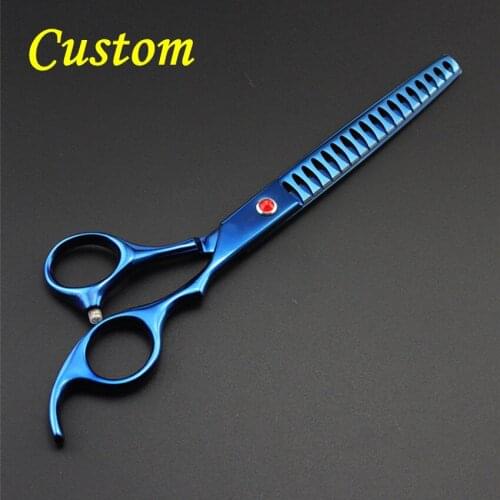 Customize 440c 7 inch blue dog grooming hair scissors Pet hair clipper cat barber thinning scissor shears hairdressing scissors