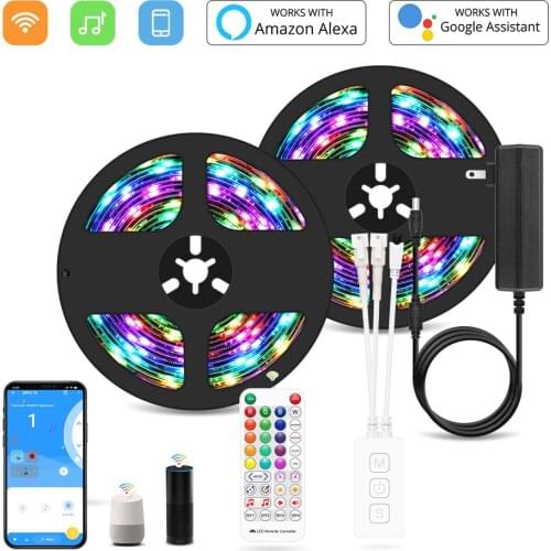 RGB IC Led Tape DC 12V Wifi Addressable WS2811 Smart Pixel Led Strip Light Kit Magic 5M 10M 15M 20M 5050 Home Wifi Voice Control