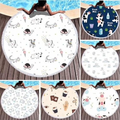 Cartoon cat cow Fringed beach towel Sea beach towel Microfiber towel Towels Large beach towel Bath towel Beach mat beach towel