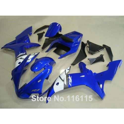 Full injection molding ABS plastic fairings set fit for YAMAHA YZF R1 02 03 white blue black full Fairing kit 2002 2003 QH75