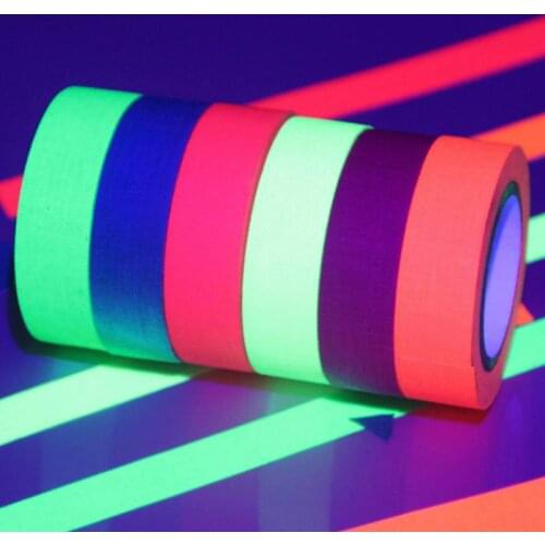 Reactive Glow in The Dark Tape Neon Gaffer Tape Safety Warning Colorful Fluorescent Tape UV Adhesive Decorative Tape 1