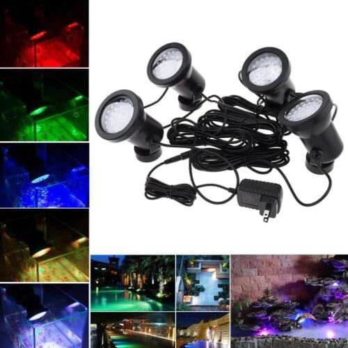 LED Lawn Light 4 Lights 36 LEDs Waterproof Color Landscaping Spotlights with Remote Control and 16 Colors for Lawn Lamp