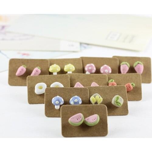 Flower Mushrooms Ceramic Stud Earrings For Women Men Ear Piercing Jewelry Colorful Handmade Earring Ethnic Accessories Female