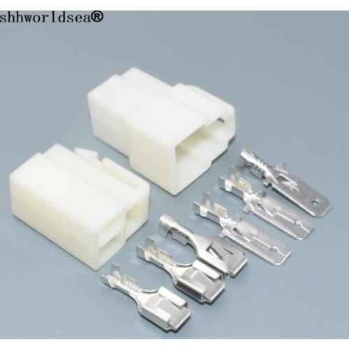 Shhworldsea 50Sets 6.3mm 3P 3 Way pin CAR Electrical Connector Kits Male Female socket plug for Motorcycle Auto Automotive Car