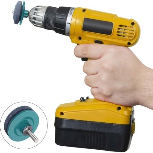 1 Pieces Lawn Blade Sharpener Drill Brown Corundum Rotary Power Drill Lawn Mover Sharpener Household Gardening Tools