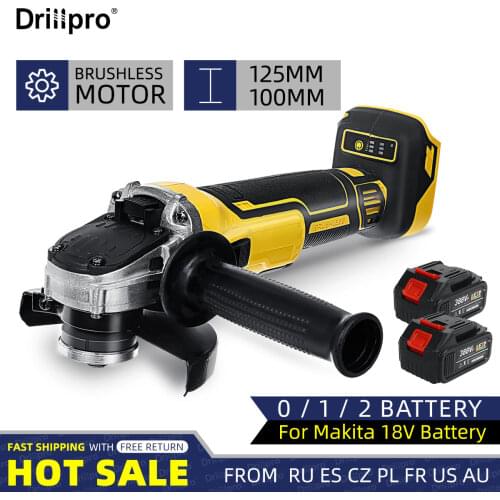 388vf 100/125mm Brushless Cordless Electric Angle Grinder Rechargeable Variable Speed Angle Grinder Tool With 1/2PC Battery