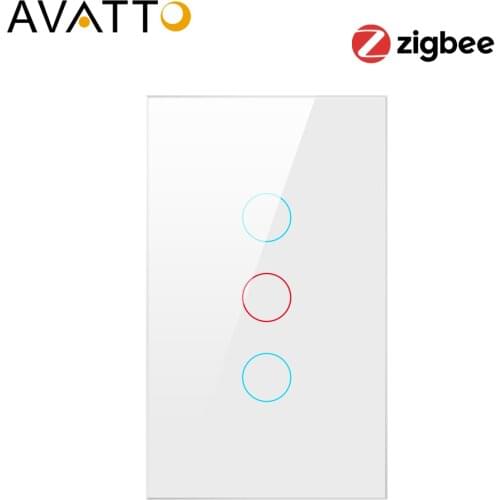 AVATTO Tuya Zigbee Smart Switch with Backlit on/off, Smart Home Neutral Fire Wire US 1/2/3 Gang works with Alexa, Google Home