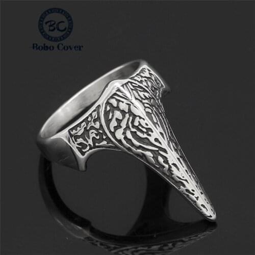 Viking Mens Ravens Ring Norse Mythology Silver Color Odin Crow Stainless Steel Womens Rings Nordic Amulet Vintage Jewelry GIfts