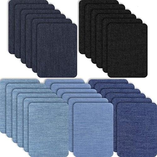 30Pcs Denim Cut Piece Iron on Fabric Patches Rectangular Denim Jean Repair Patches Clothing Repair Patch Kit For Jean Clothes