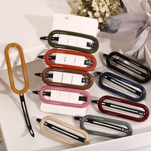 MISANANRYNE New Women Girls Hairpins Retro Solid Color Hair Clips Hollow Oval Barrettes Geometric Headwear Hair Accessories