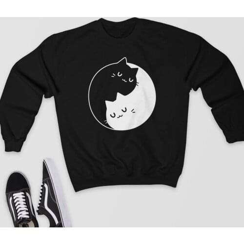 ZBBRDD Two Cats O Neck Women Sweatshirt Mom Life Kawaii Mama Women Clothing Pullover Cotton Full Long Mother Top Shirt Drop Ship