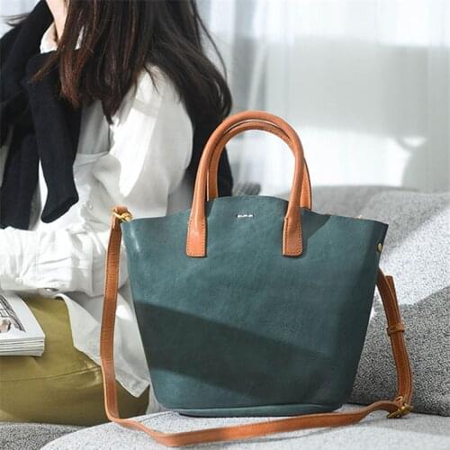 Fashion design handmade natural genuine leather ladies small handbag simple casual weekend party shopping shoulder diagonal bag