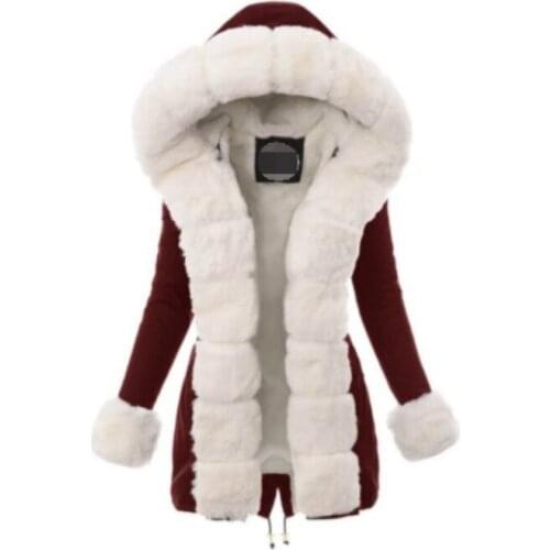 Winter Coat Womens Lamb Wool Coat Slim Zip Coat Woolen Hoodie Thickened Casual Winter Coat Mid-Long Coat