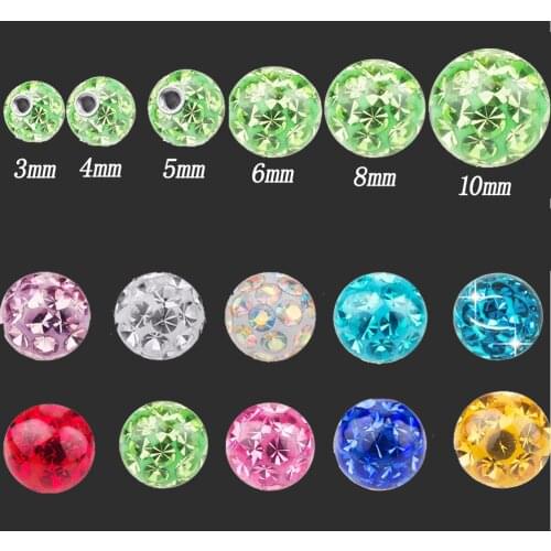 1Pcs 16g&14g Externally Multi Crystal Ferido Epoxy Piercing Replacement Ball For Horseshoe Belly Barbell Earring Stud