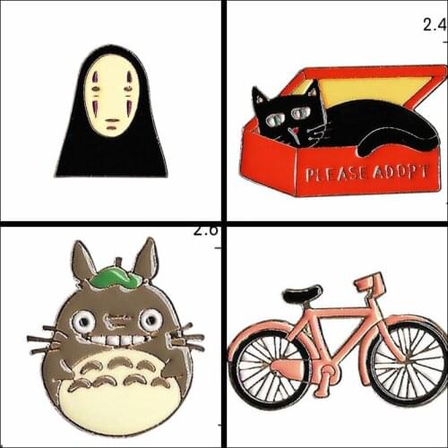 1PCS Exquisite Cartoon Japan Anime Brooch Spirited Away No Face Man series Badge Totoro bicycle Clothes Girl Childrens Gifts