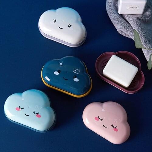 1Pcs Soap Box Cartoon Clouds Shape Bathroom Drain Soap Holder Portable Soap Case
