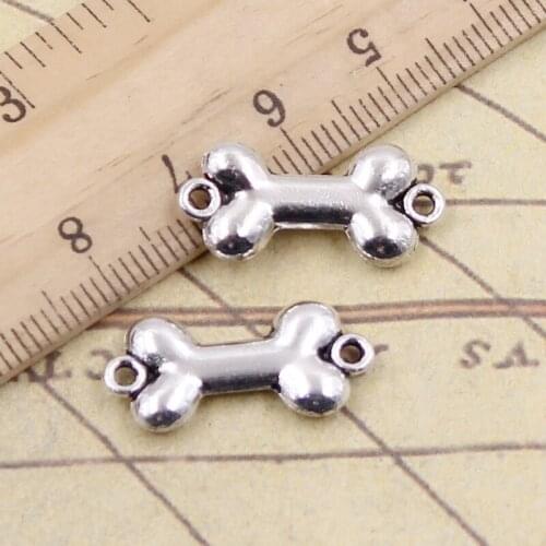 20pcs Charms Dog Bone Connector 22x20mm Tibetan Bronze Silver Color Pendants Antique Jewelry Making DIY Handmade Craft