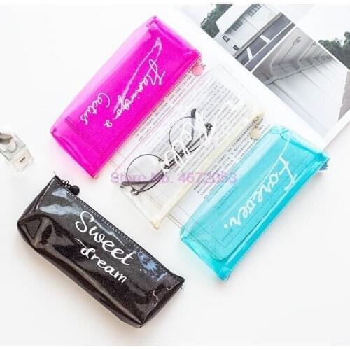 200pcs Transparent Pencil Cases for girls Cute PVC cactus pen bag School Supplies Stationery pouch kawaii Pencil Box escolar