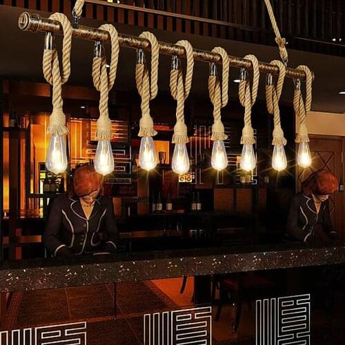 2020 Retro Vintage Rope Pendant Light Lamp Loft Creative Personality Industrial Lamp Edison Bulb American Style For Living Room