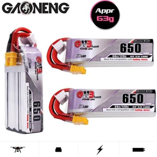 3PCS/SET Gaoneng GNB 15.2V 650mAh 60C/120C 4S HV Lipo Battery For Beta85X Whoop Quadcopter FPV Racing Drone With XT30 Plug
