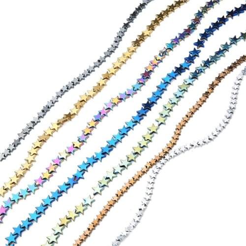 6/8/10mm Gold Silvers Green Black Star Shape Hematite Natural Stone Spacer loose Beads For Jewelry Making Bracelets Necklace Top