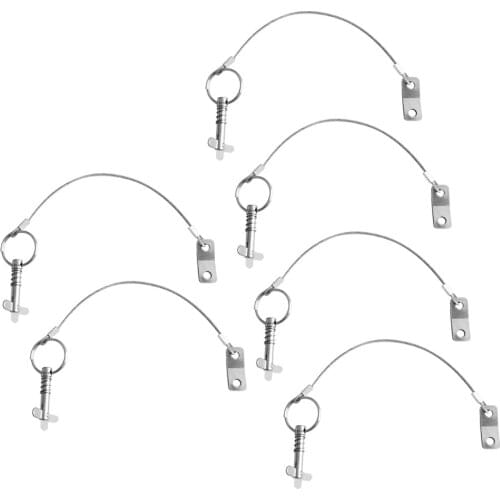 6pcs Stainless Steel Quick Release Pin Lanyard Boat Bimini Top Deck Fitting