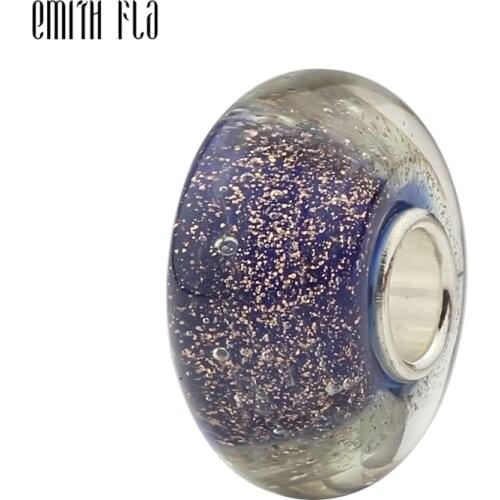 925 Sterling Silver Purple Sand Murano Glass Beads Charms Fit For European Original Bracelets & Necklace DIY Jewelry Makings