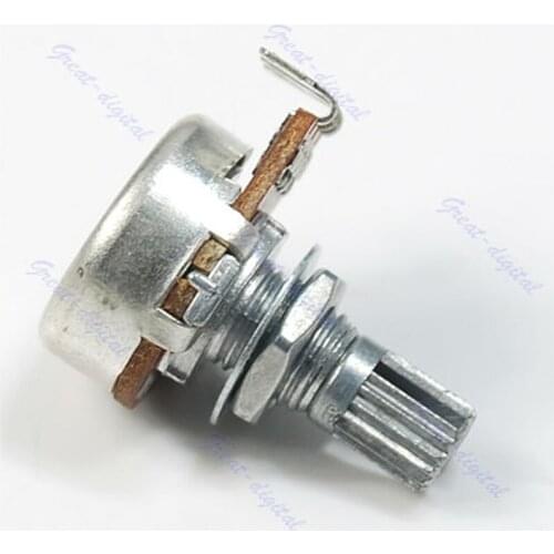 A500K Potentiometer Splined Pot Electric Guitar Bass Effect Amp Tone Volume 15mm Shaft Parts