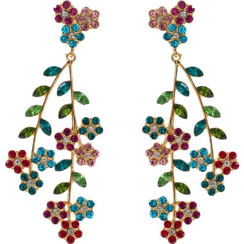 Bohemia Exaggerated Fashion Enemaling Little Flower Pendant Long Drop Earrings for Women Earrings Jewelry