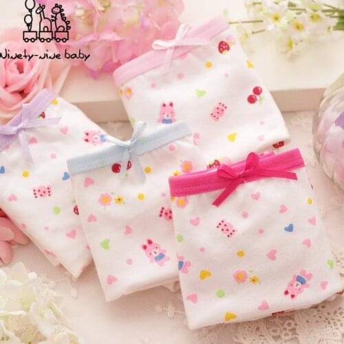 Children Cotton Panties Comfortable & Breathable Underpants for Girls Lovely Cartoon Printing Briefs Kids Underwear 4Pcs/Lot