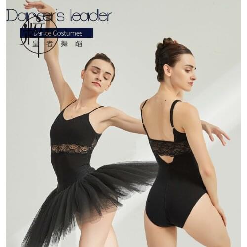 Women Ballet Dance Leotards Sexy Lace Sling Bodysuit Adult Sleeveless Ballet Dancewear Gymnastics Leotards Aerial Yoga Tights