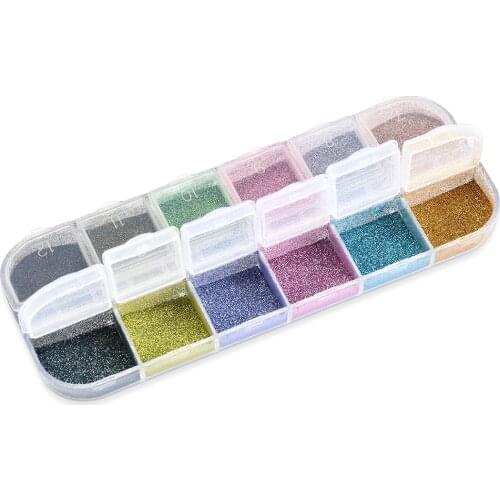 12 colors Holographic Laser Nail Glitter Silver Blue Dust DIY Charm Pigment Chrome Nail Art Powder Decoration Flakes Accessories