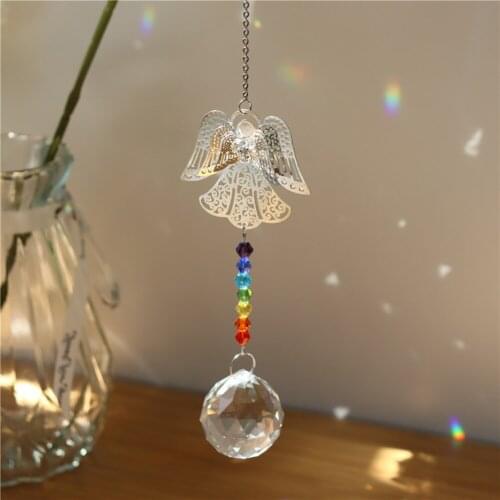 Handcrafted Rainbow Glass Crystal Beads Chakras Garland Sun catcher Crystal Ball Pendant DIY Chandelier Center Part Decoration