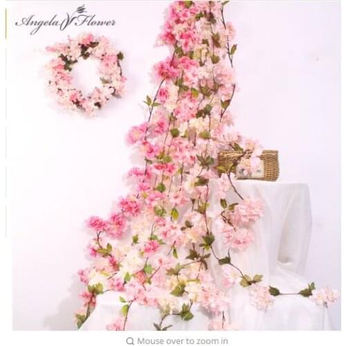 Artificial flower vine cherry blossom DIY wedding home holiday layout garland Christmas decor fake silk flower rattan wisteria