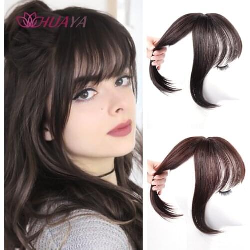 HUAYA Synthetic Hair False Bangs 3D French Topper Fake Fringe Clip In Hair Extension Fake Bang Hairpiece Accessories