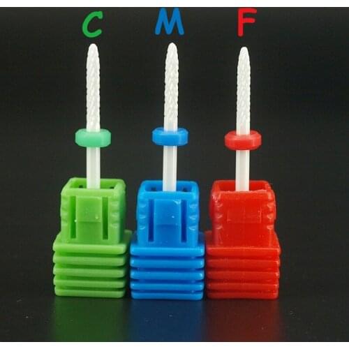1pcs 3/32" C,M,F Bit nail art salon tools electric drill Ceramic nail file drill bit for nail manicure machine Cut Cuticle