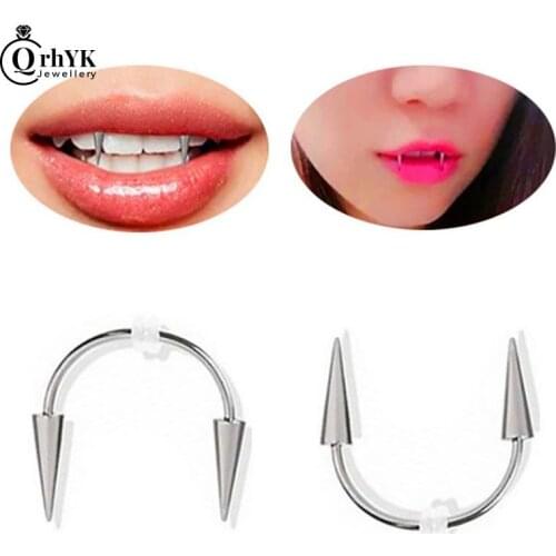 Piercing In mouth Ring Puncture Earrings Hoop Nose Ring Body Piercing Jewelry Fashion Goth Lips Ring Stainless Steel Septum