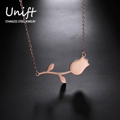 Unift Stainless Steel Romantic Flower Tulip Necklace Forever Love Choker Fashion Trendy Jewelry Gifts for Your Love Girl Friend