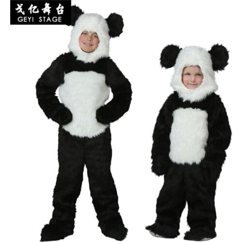 Cosplay panda Kids Cartoon Animal Costume Warm Soft Flannel Fancy Onesie Cute halloween party funny cartoon BodySuit