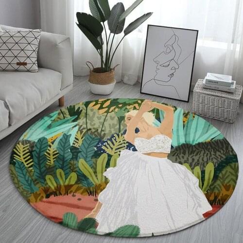 Size Modern Home Decor Round Rug Fashion Woman Tiger Printed Round Rug Living Room Bedroom Floor Mat Non-slip